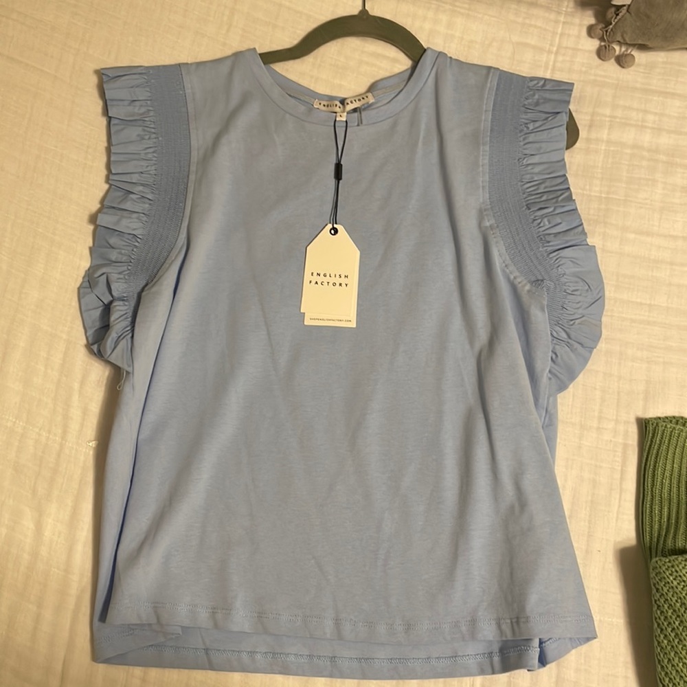 English factory powder blue top size LARGE